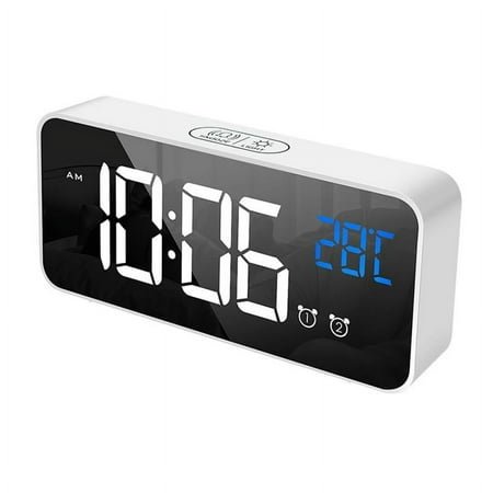 LED Digital Alarm Clock, Dual Alarm, 4 Brightness&13 Ringtones, 12/24H, Bedside Clock With Built-in Sound Senor, Temperature, Snooze, Portable Clock For Bedroom, Home And Travel 5.8'