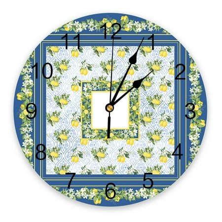 Lemon Moroccan Pattern Design Wall Clocks Silent Home Cafe Office Wall Decor Clocks for Kitchen Wall Art Large Wall Clocks 25cm