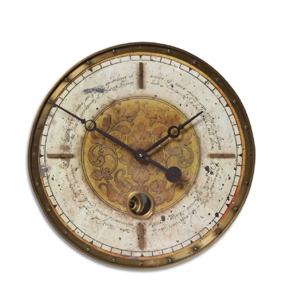 Leonardo Script Cream 18" Pendulum Wall Clock By Timeworks By Uttermost Works