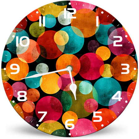 Lucidhisun Colorful Mid Century Modern Wobbly Circle Wall Clock Decorative 10inch Silent Non-Ticking Wall Clocks, Coloful Kitchen Wall Clock Battery Operated for Living Room, Kitchen, Bathroom