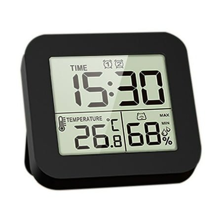 MagicXflow Digital Shower Clock, Bathroom Timer with Alarm, Waterproof Clocks for Bathroom, Kitchen Timer Clocks, Thermometer Hygrometer Wall Clock, Radio-Controlled Clock