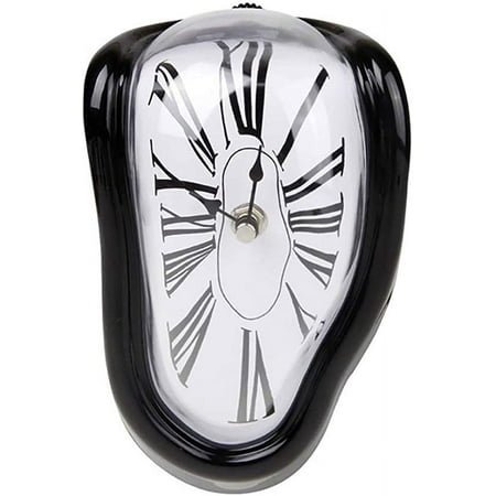 Melting Clock, Salvador Dali Watch Melted Clock for Decorative Home Office Shelf Desk Table Funny Creative Gift, Roman Black