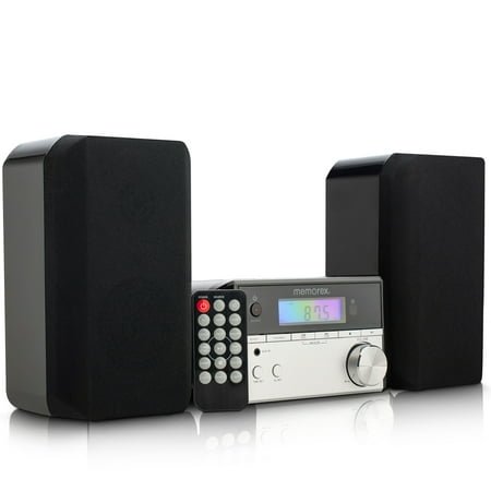Memorex MX-MCD200 Bluetooth CD Micro System with FM Radio | 10W Output, USB Playback, Wireless Bluetooth Streaming, LED Display, 3.5mm Line-In | Multi-Format CD Compatibility | FM PLL Radio