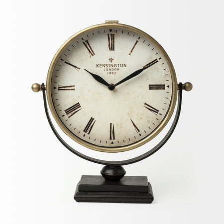 Mercana Houston Gold Metal Half-Moon Base Table Clock