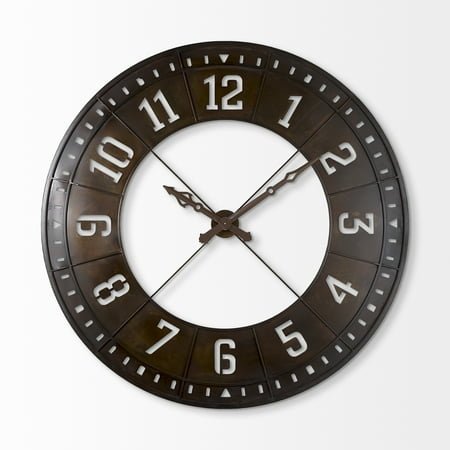 Mercana Newcastle 56.5 Giant Oversize industrial Wall Clock in Brown