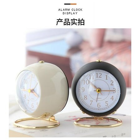Metal Alarm Clocks,Retro Backlight Cute Simple Design Small Desk Clock with Night Light,Silent Non-Ticking,Battery Powered,for Kids,Bedroom,Travel,Kitchen,Bedside Desktop