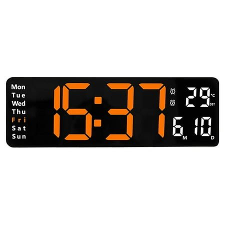 Mfigree Upgraded Large LED Digital Wall Clock Temperature Date Day Display USB Remote Control, Modern Decor for Desk, Wall, Living room, Bedroom, Gift