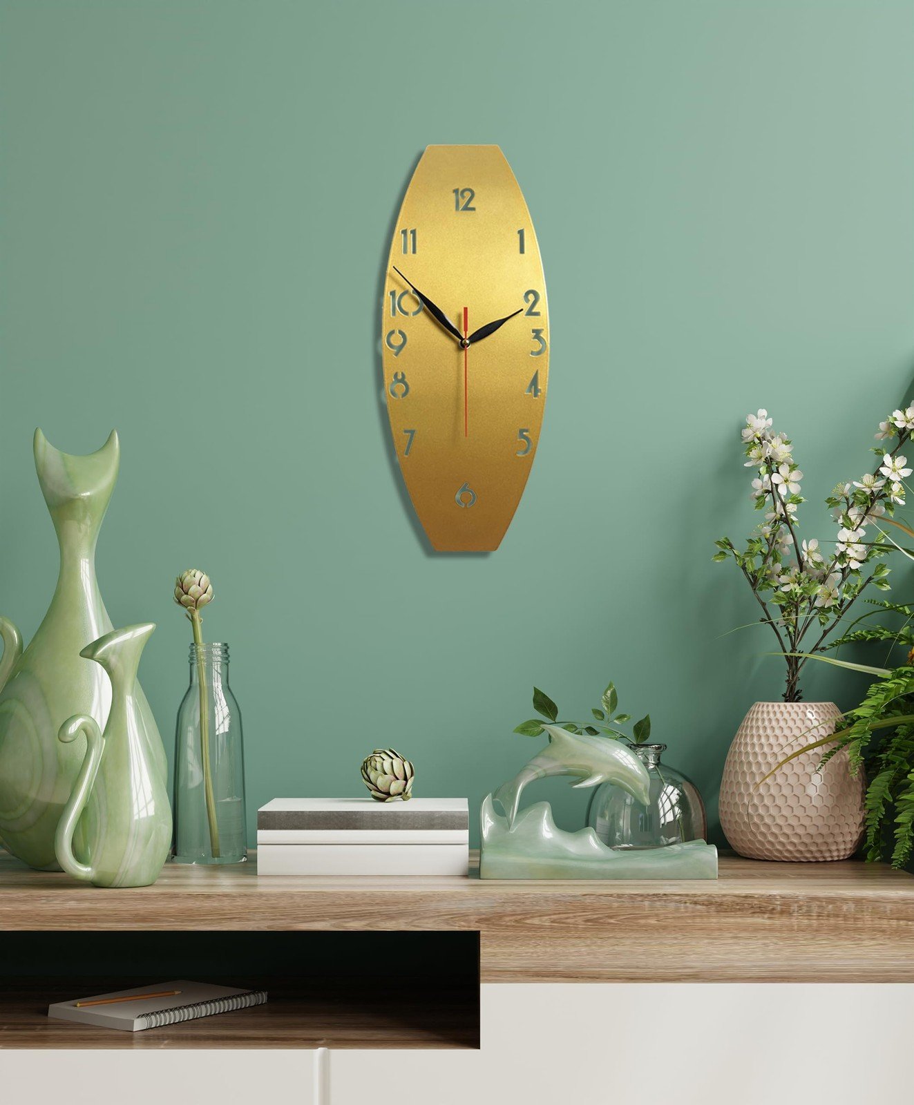 Minimalist 3D Wall Clock: A Unique Vertical Home Decor Piece | Modern Metal C...