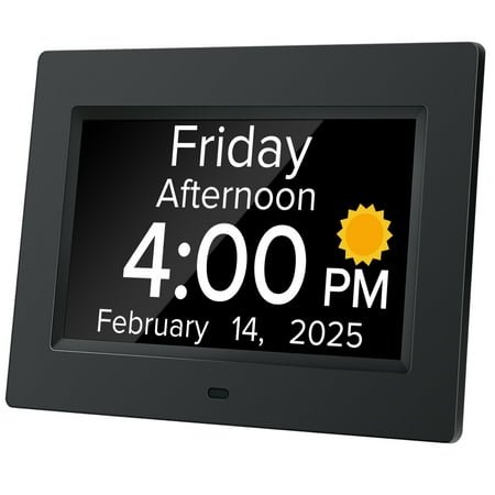Mitoart Digital Alarm Clock for Dementia Seniors with Date and Day of Week, Voice Announcement Time, Black