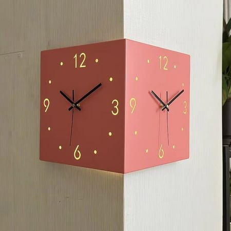 Musatteng Corner Wall Clocks For Living Room Double Wall Clock With Light Square Digital Sensor Luminous Clock With Numeral Scale Battery Operated Silent Wall Clock For Bedroom Digital Kitchen Clock