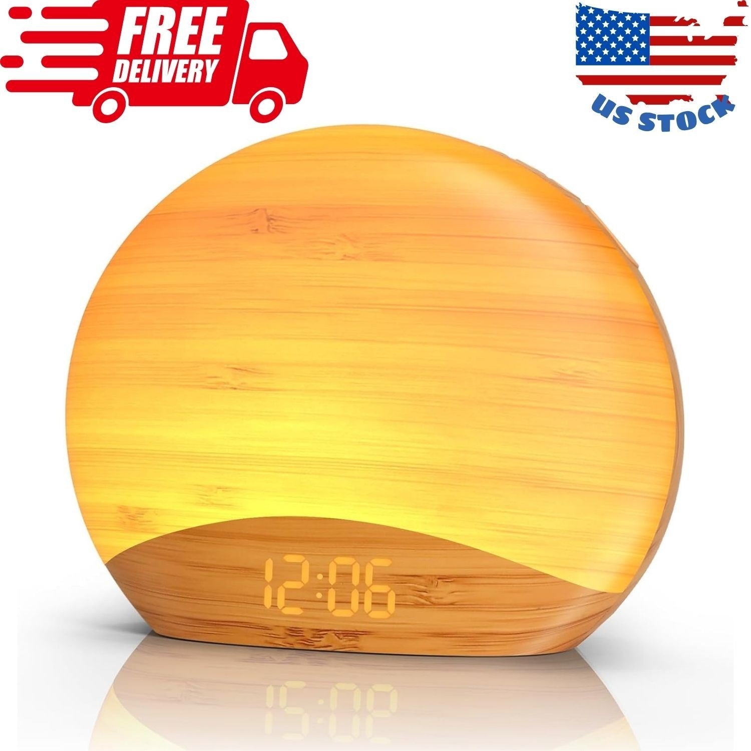 Natural Wood Grain Sound Machine Sunrise Alarm Clock 26 Nature Inspired Sleeping