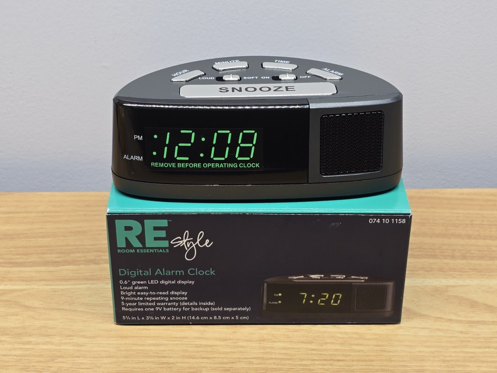 New Room Essentials #4135 Digital Alarm Clock With Green LED Display