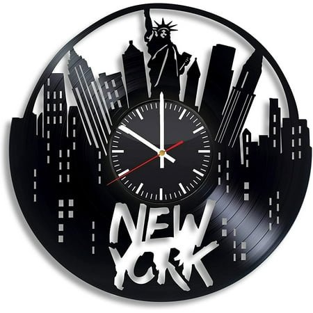 New York City Vinyl Wall Clock,Vinyl Record Clock Wall Art Unique Room Home Decorations Gift
