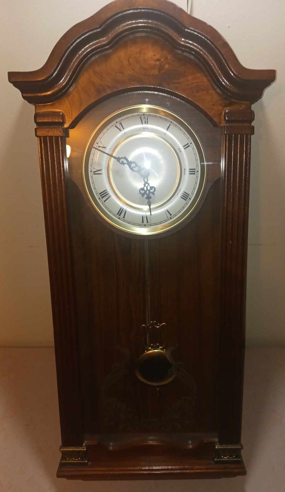 Nice Wooden Wall pendulum Clock / 28 1/2 Inches Tall