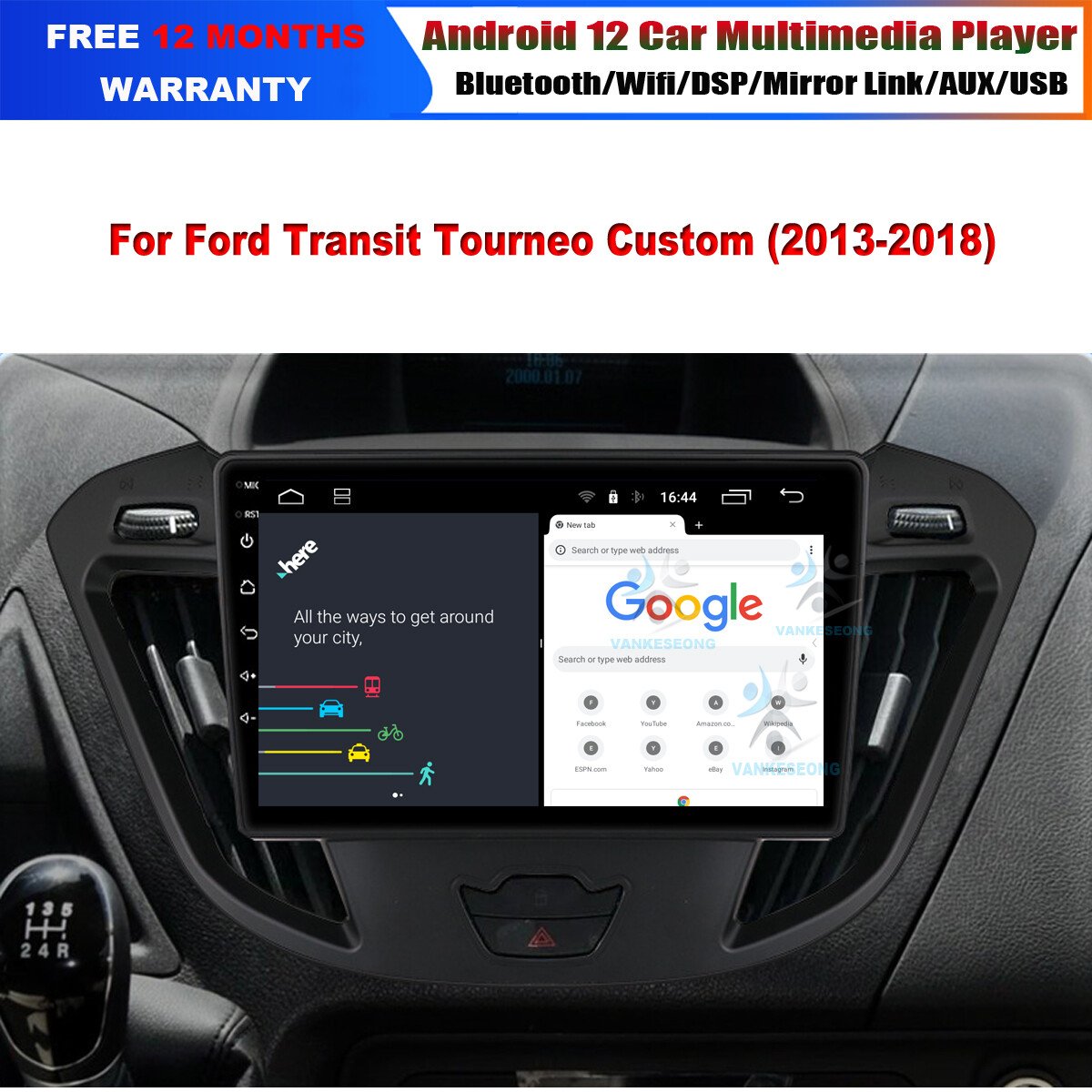 OBD+Car Stereo GPS Navigation for Ford Transit Custom 2013-2018 Bluetooth DAB+BT