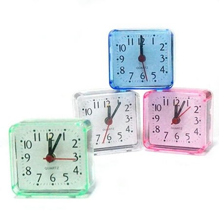 opvise Bed Travel Mini Portable Compact Square Quartz Beep Table Silent Alarm Clock White