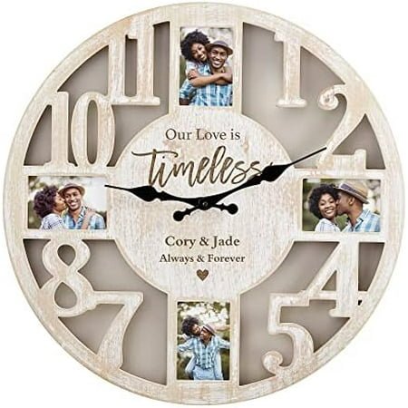 Our Love is Timeless Personalized Picture Frame Wall Clock - White