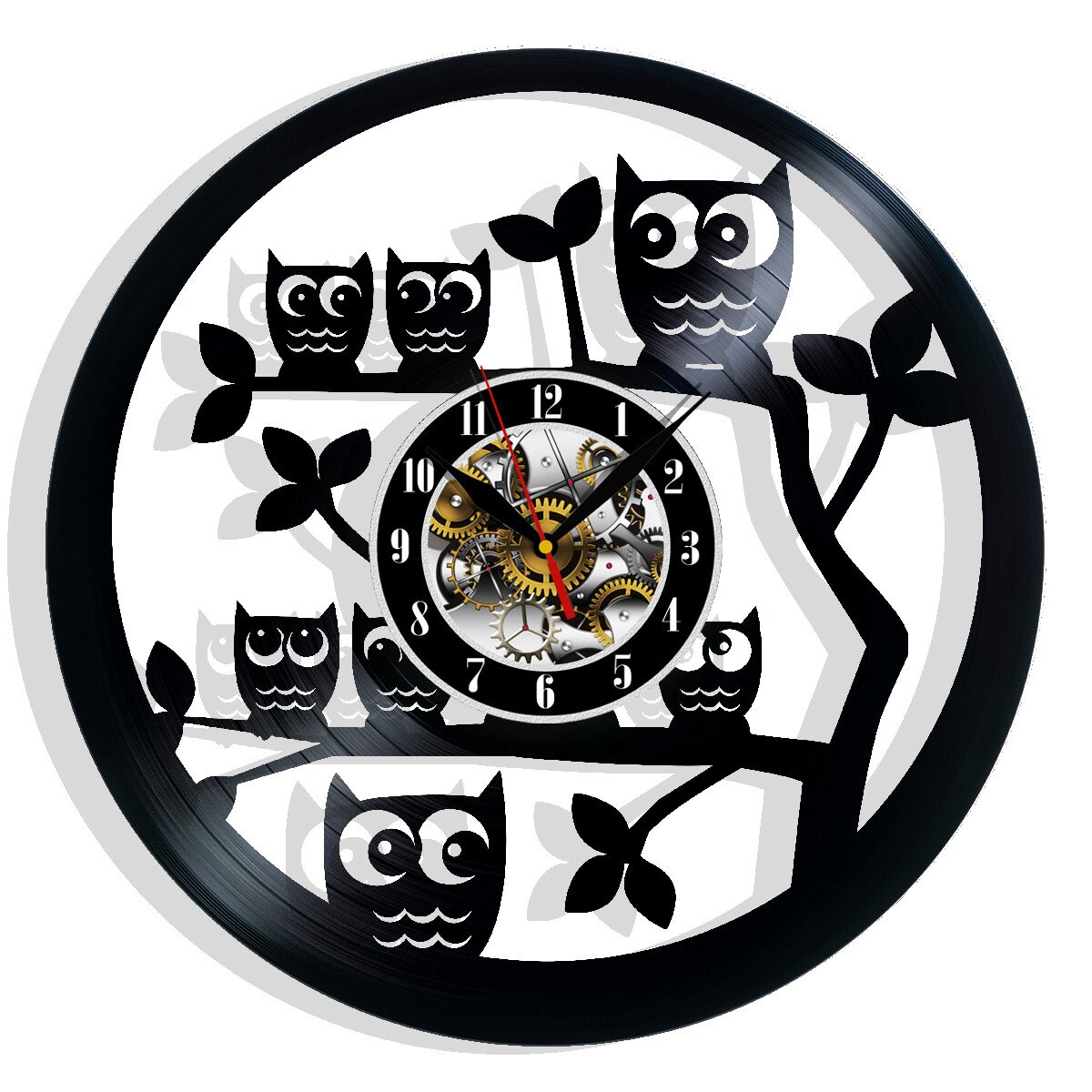 Owl Vinyl Wall Clock Gift Christmas Birthday Holiday Art Home Room Decor Design