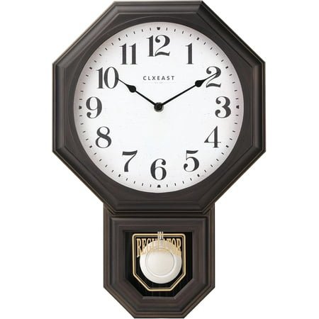 Pendulum Wall Clocks for Living Room Decor, Large Schoolhouse Regulator Clock with Pendulum,Oil Rubbed Bronze Black Plastic,House Warming Gifts New Home,12 W x 17 H
