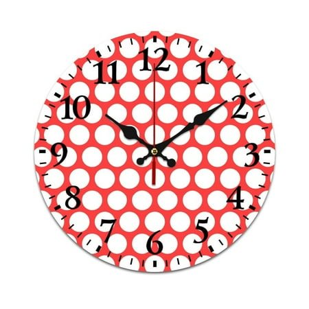 Polka Dots Big Red Polka Dots Wall Clock Modern Design Clocks Wall Hanging Home Office School Clocks Round PVC Wall Clocks