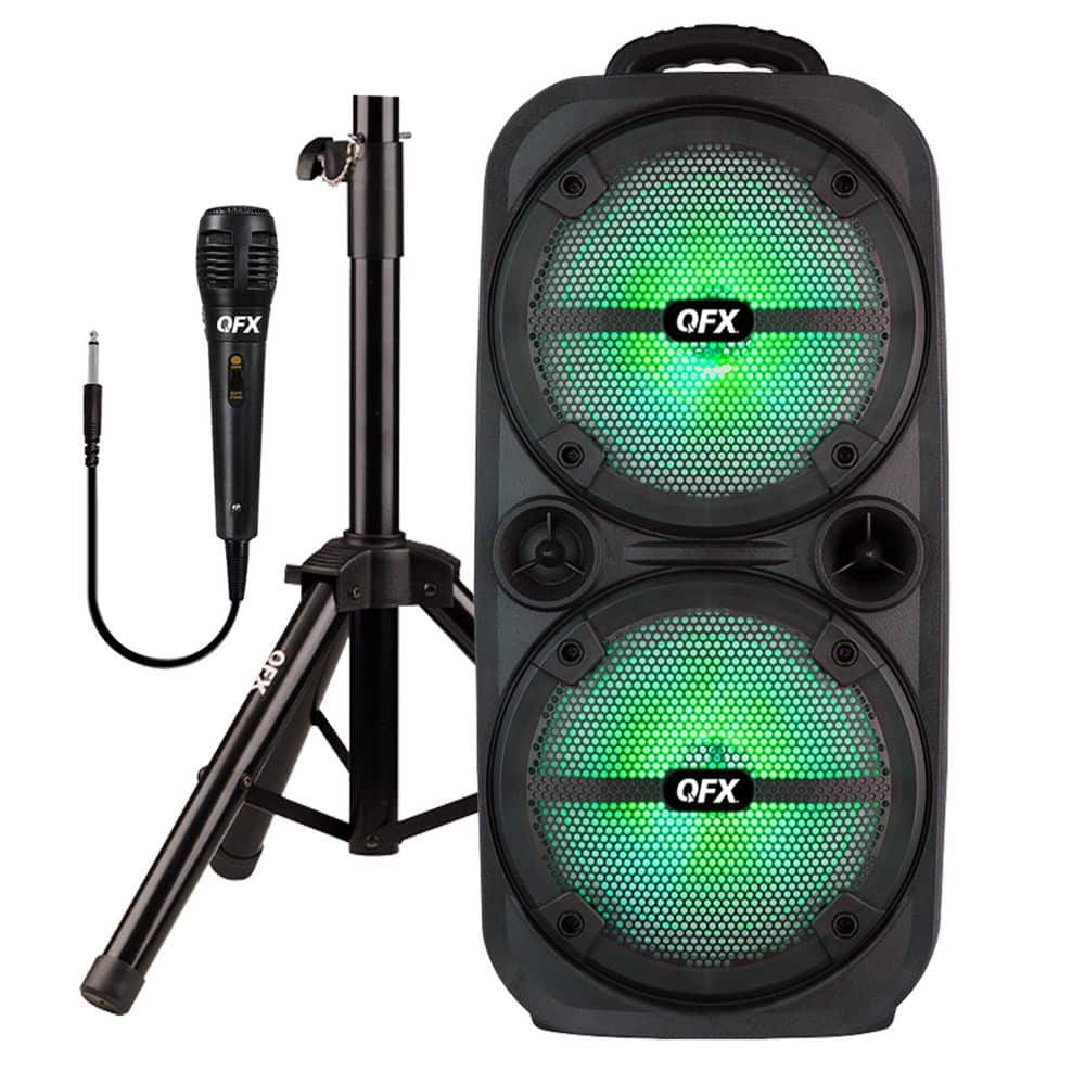 Portable Bluetooth True Wireless Speaker with LEDs, Microphone, and Stand, Black