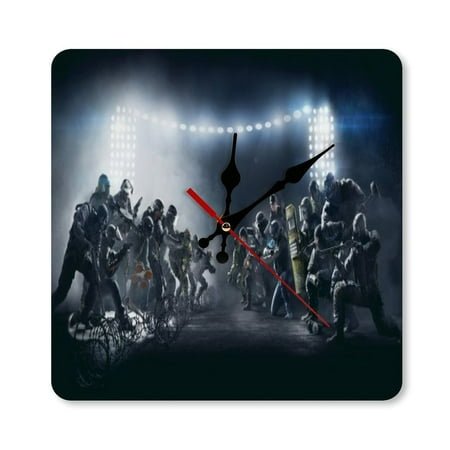 Rainbow Six Siege Artwork Kitchen Wall Clock,9.8 inch Square Wood Wall Clocks Without Scales Silent Non-Ticking,Frameless Minimalist,for All Occasions,Besetuui