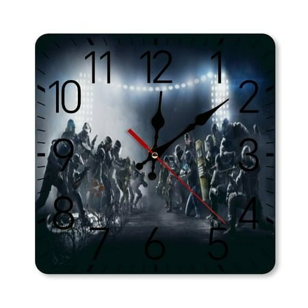 Rainbow Six Siege Artwork Small Wall Clock,9.8 inch Square Wall Clocks,Retro Sweep Second Hand Silent,Frameless Minimalist,Gifts for Game Lovers,Besetuui