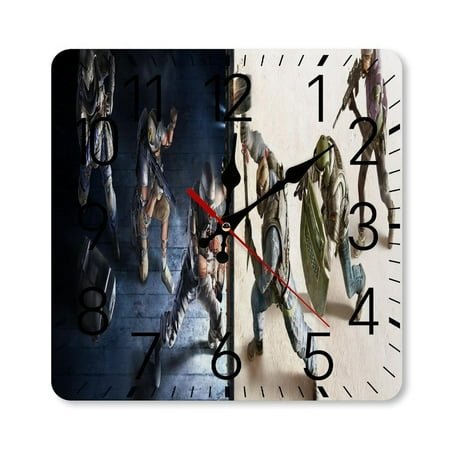 Rainbow Six Siege Wall Clock Blue,9.8 inch Square Wall Clocks,Retro Sweep Second Hand Silent,Frameless Minimalist,Gifts for Game Lovers,Besetuui