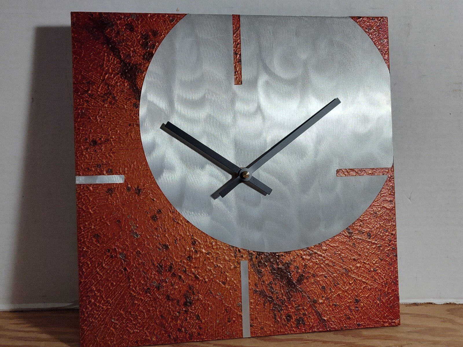 Rare Kronos Works Contemporary Art Metal Wall Clock - Circle & Square Desert