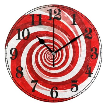 Red and White Geometry Spiral Silent Wall Clock 10 Non-Ticking Battery Clock