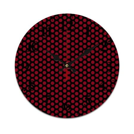 Red On Black Polka Dots Wall Clock Modern Design Clocks Wall Hanging Home Office School Clocks Round PVC Wall Clocks