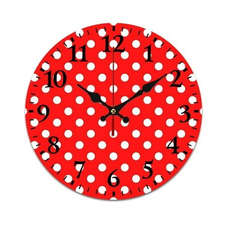Red Polka Dot Background Wall Clock Modern Design Clocks Wall Hanging Home Office School Clocks Round PVC Wall Clocks