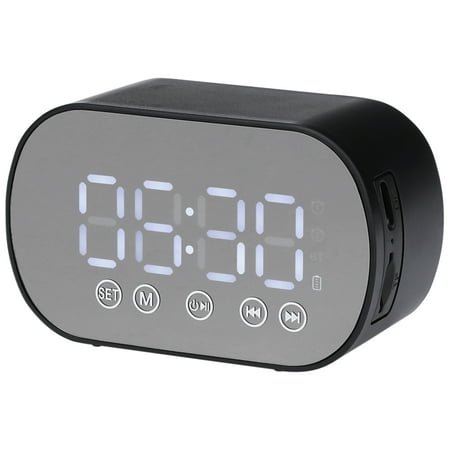 REGALWOVEN Small Dual Digital Alarm Clock for Bedroom, Mirror Alarms with FM Radio and Speaker Function Black
