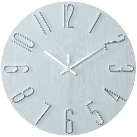 REGALWOVEN Wall Clock Silent Non-Ticking Analog Clocks Battery Operated Classic Decorative Blue 12 Inch