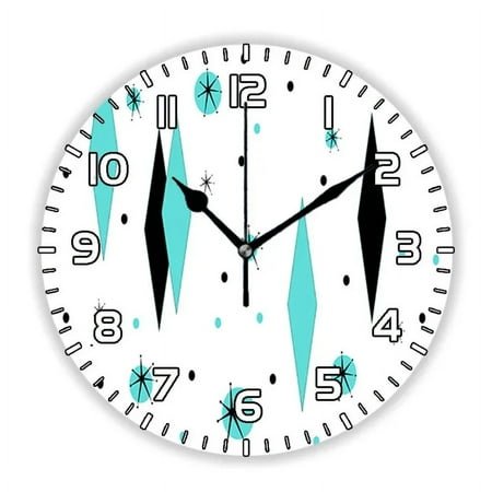 Retro Beige Mid Century Atomic Starbursts Wall Clock Watch Modern Living Room Abstract Geometric Art 1970s Home Decor Gift