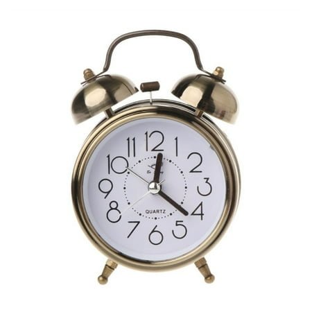 Retro Desktop Mechanical Alarm Clock Night Light Dual Bell Bedside Silent Metal Digital Bedroom Home Decoration