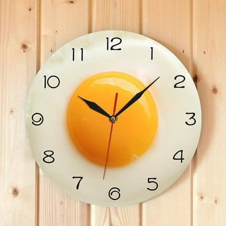 Retro Vinyl Record Wall Clock | Breakfast Food Theme | Modern Silent Kitchen Timepiece | 12 Inch Battery Operated Non-Ticking | Home Living Room Decor Art | No Light Version | Classic Black Vinyl