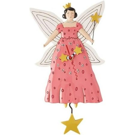 RJTZ Allen Designs Fairy Princess Freya Wall Clock - Battery Operated Pendulum Analog Clock, Stone Resin Decorative Clocks for Walls Home Decor Kitchen Clocks, 11.5 Inch