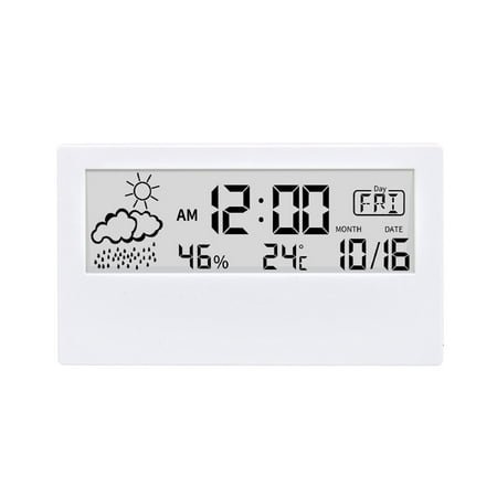 ROCKROK Large Digital Wall Clock Temperature Humidity Week Display Auto Dimmable Table Clock Electronic LED Alarm Clock