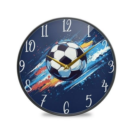 Round Clock Wall Clock Decorative Clock 9.5 Sizes Soccer Ball in Space