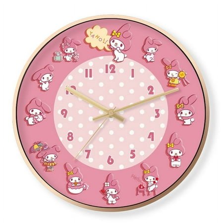 Sanrio My Melody Hello Kitty Cartoon Creative Anime Wall Clock Kawaii Fashion Room Decoration Silent Travel Time Quartz Clock