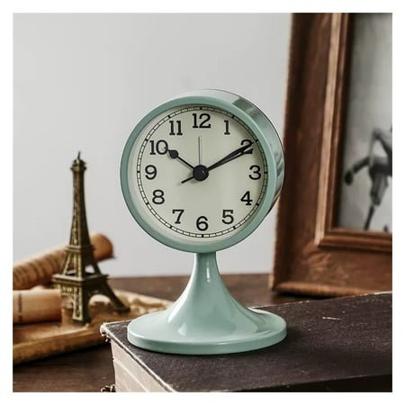 Small Alarm Clock, Battery Operated Vintage Table Clock, Silent Movement HD Glass Desk Clock for Bedrooms Desk Travel