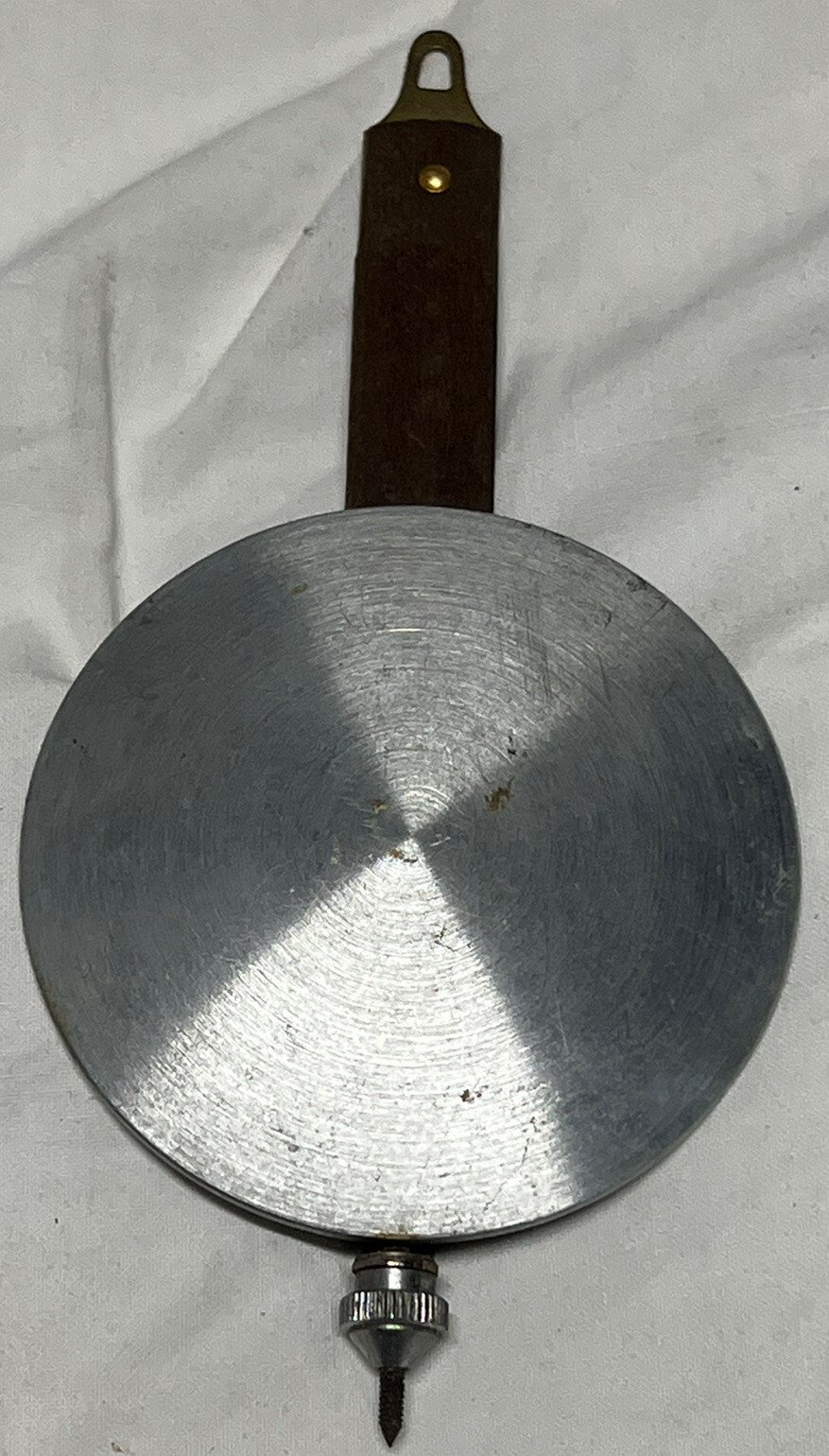 Small wall regulator clock 6” long wood drop pendulum antique original weighted