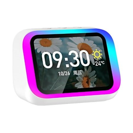 Smart Bluetooth Speaker Clock w/ Display, Weather, Temp, Voice Assistant M9E8