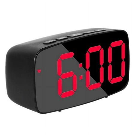 Smart Digital Alarm Clock Bedside,Red LED Travel USB Desk Clock with 12/24H Date Temperature Snooze for Be
