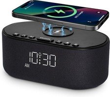 Sound Machine Alarm Clock for Bedrooms: Bluetooth 10W Stereo Black