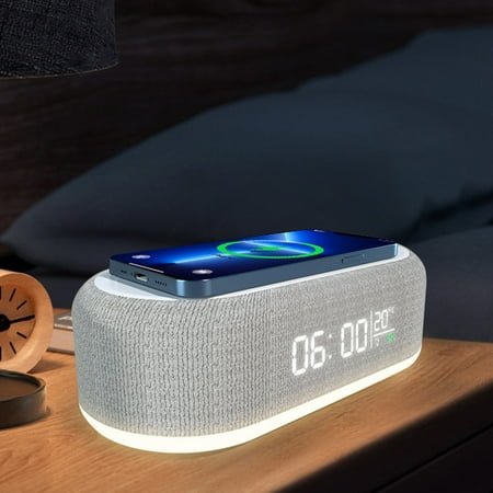 sruoe Alarm Clock, Alarm Clocks for Bedroom, Smart Alarm Clock, Clock Alarm, Deep Sleep Alarm Clocks, Bell Alarm Clock, Wireless Charging Home, Plastic