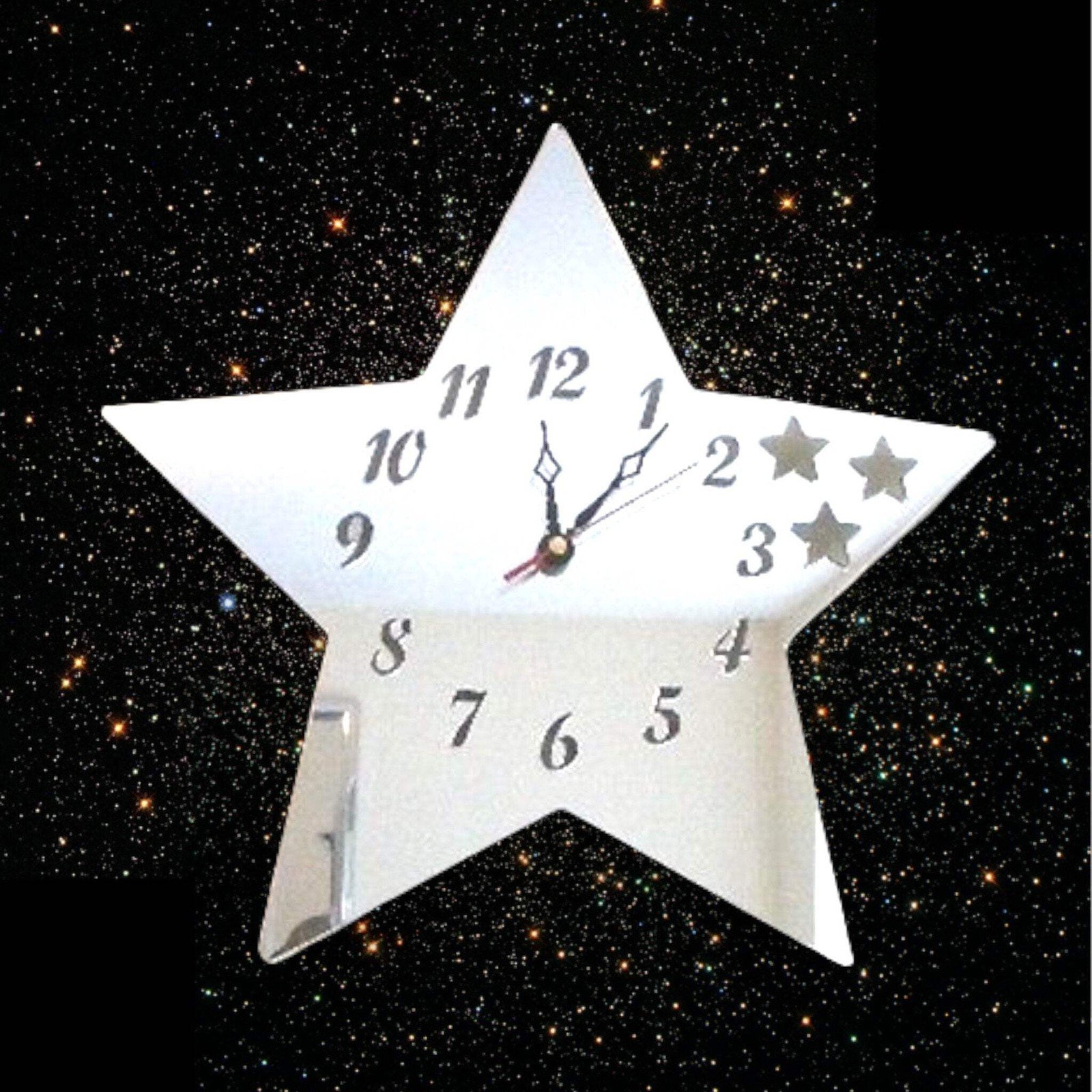 Stars out of Star Shaped Mirror Clock Wall Art
