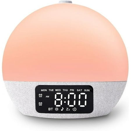 Sunrise Alarm Clocks White Noise Sound Machine with 25 Soothing Sounds, 17 Night Lights, Bluetooth Speaker Wake Up Light Alarm Clock for Bedrooms, Heavy Sleepers