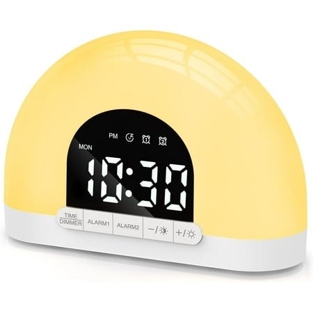 Sunrise Alarm Clock with Dual Alarms & Night Light: Ideal for Kids, Adults, Heavy Sleepers - 7 Sounds, 7-5-2 Modes, Perfect Gift